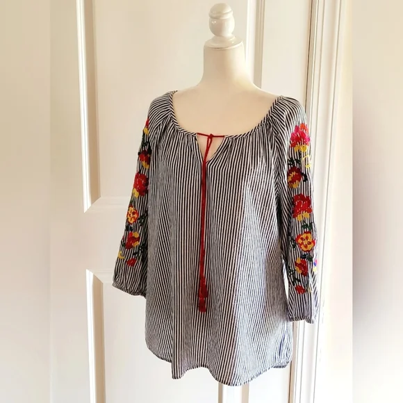 🌺Westport Navy Blue & White Striped Top - Picture 5 of 9